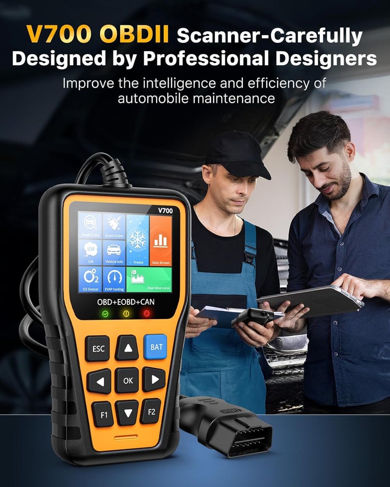Xiauodo OBD2 Scanner Car Code Reader Support Voltage Test Plug and Play Fixd Car CAN Diagnostic Scan Tool Read and Clear Engine Error Codes for All OBDII Protocol Vehicles Since 1996（Yellow） - Image 2